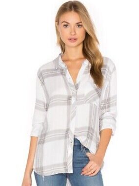 Rails Hunter Plaid Shirt, Buttondown in White/Sterling. Sz XS